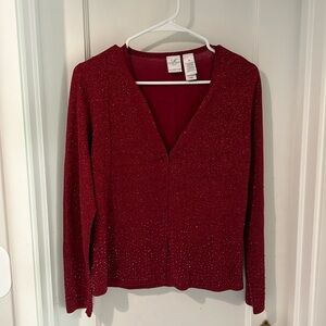 Red Sparkle Tank Top and Button Down